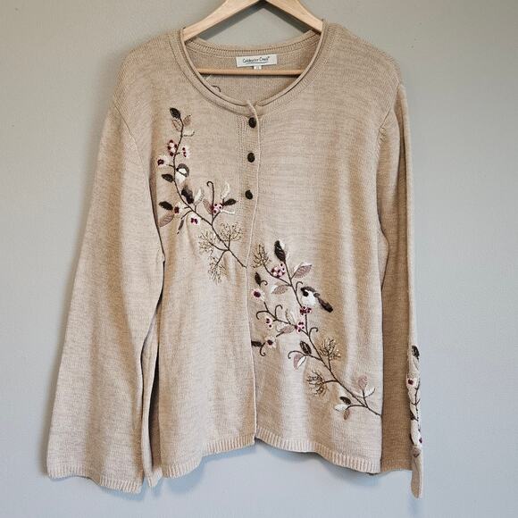 Coldwater Creek Beige Embroidered Cardigan Sweater Women’s 2X - Picture 1 of 13
